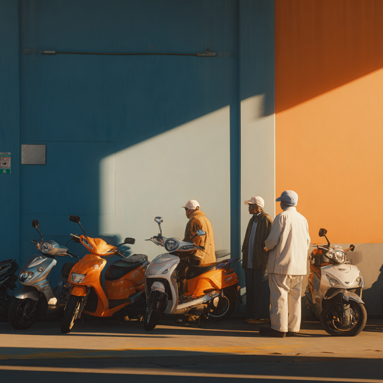 ludzie przy skuterach